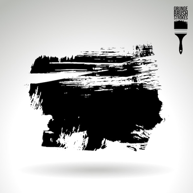 Black brush stroke and texture grunge vector abstract hand painted element