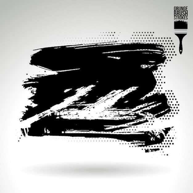 Black brush stroke and texture Grunge vector abstract hand painted element