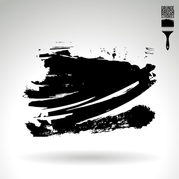 Black brush stroke and texture Grunge vector abstract hand painted element