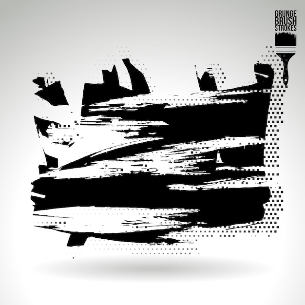 Black brush stroke and texture Grunge vector abstract hand painted element