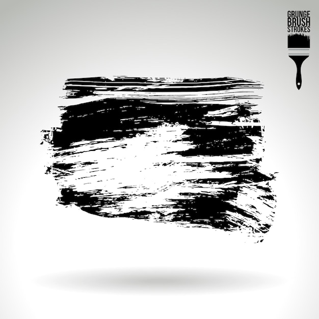 Black brush stroke and texture Grunge vector abstract hand painted element