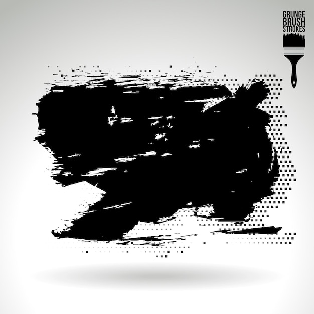 Black brush stroke and texture Grunge vector abstract hand painted element