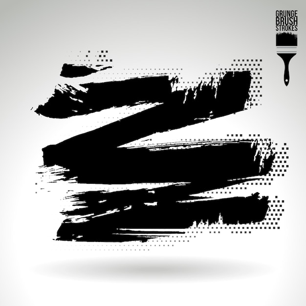 Black brush stroke and texture Grunge vector abstract hand painted element