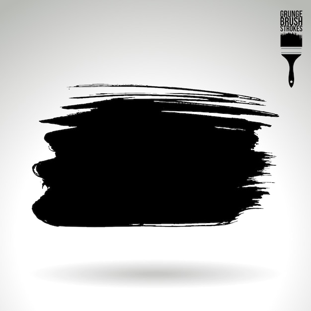 Black brush stroke and texture Grunge vector abstract hand painted element