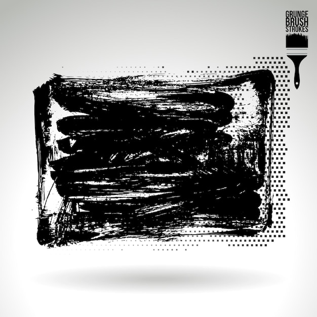 Black brush stroke and texture Grunge vector abstract hand painted element