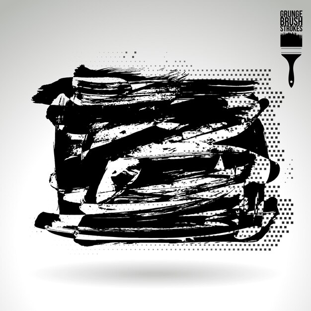 Black brush stroke and texture Grunge vector abstract hand painted element