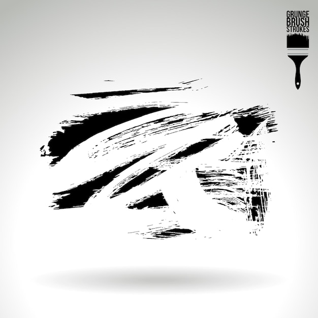 Black brush stroke and texture grunge vector abstract hand painted element