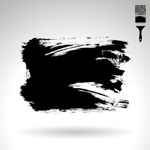 Black brush stroke and texture Grunge vector abstract hand painted element