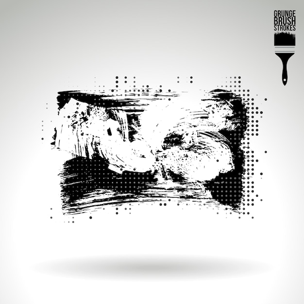 Black brush stroke and texture. Grunge vector abstract hand - painted element.