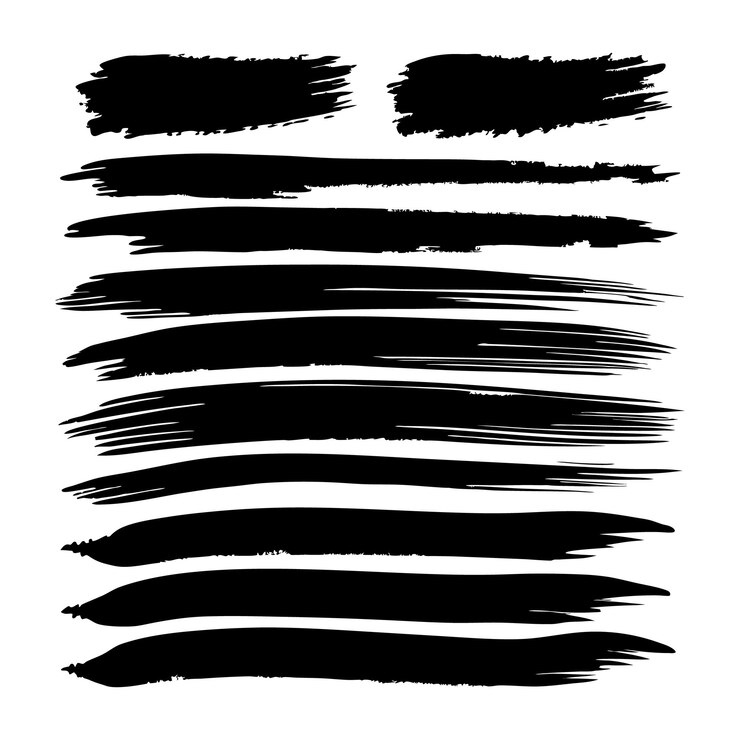 Vector black brush strokes of different shapes 5
