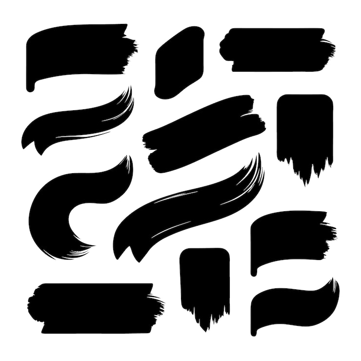 Vector black brush strokes of different shapes vector 2