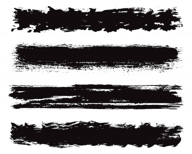 Black brush strokes set