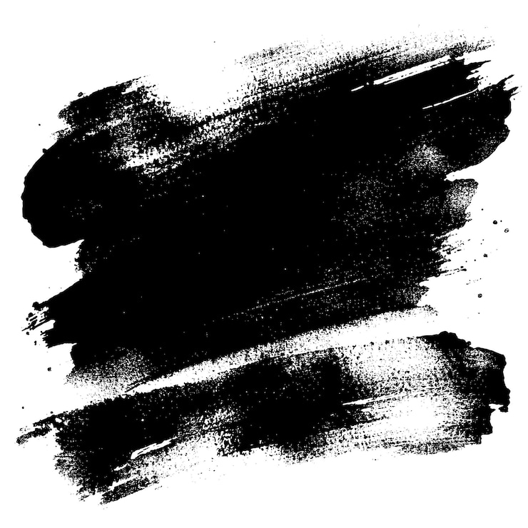 Vector black brush strokes on white background for abstract design