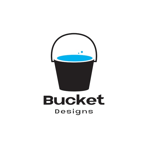 淡水のロゴデザインベクトルグラフィックシンボルアイコンサインイラスト創造的なアイデアと黒のバケツ