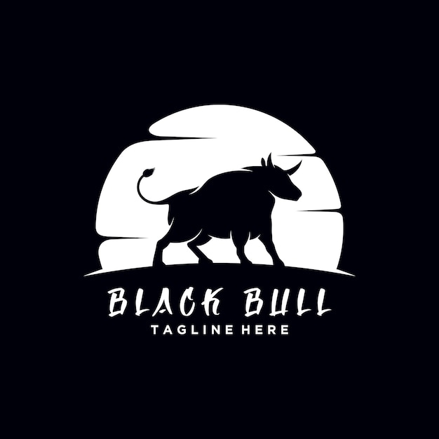 Black bull logo design creative concept premium vector