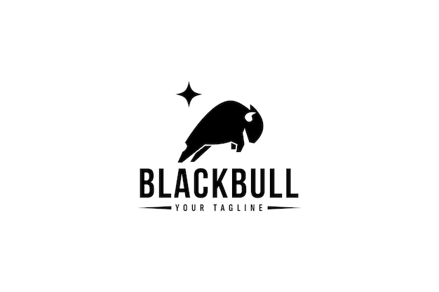 Black bull logo vector icon illustration