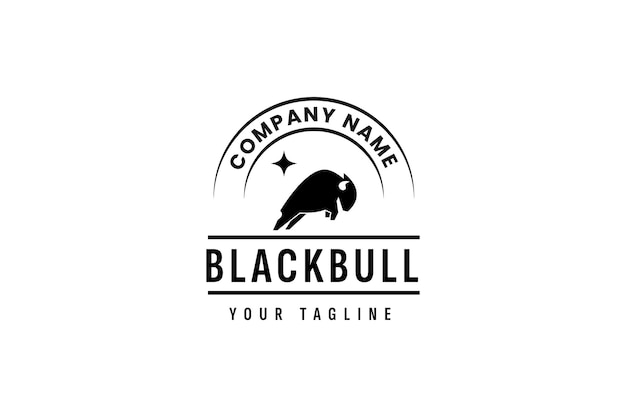 Black bull logo vector icon illustration