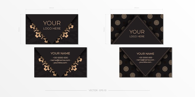 Black business card design with luxurious patterns. stylish presentable business cards with vintage ornament.