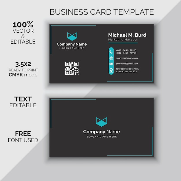 Black business card template