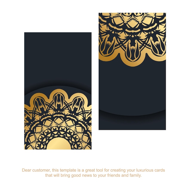 Black business card with abstract gold pattern for your brand.