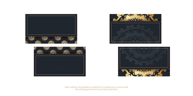 Black business card with antique gold pattern for your contacts.