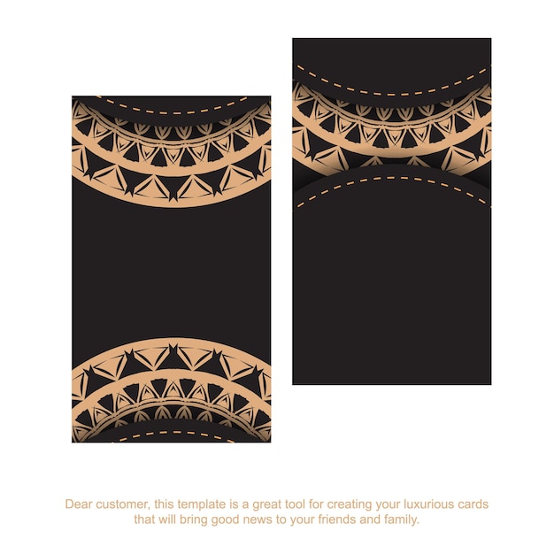 Black business card with brown abstract pattern