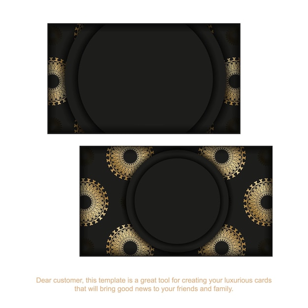 Black business card with golden abstract pattern