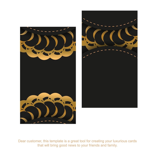 Black business card with golden greek pattern