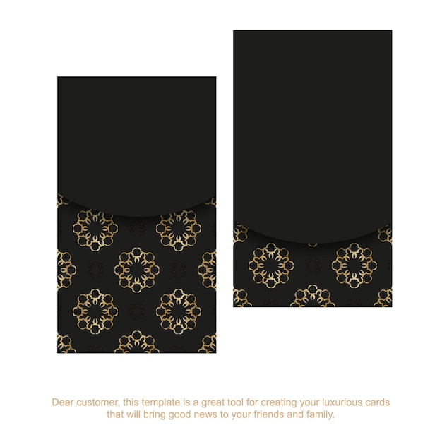 Black business card with golden luxury pattern