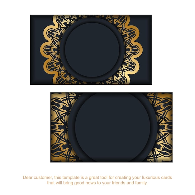 Black business card with Greek gold pattern for your contacts.