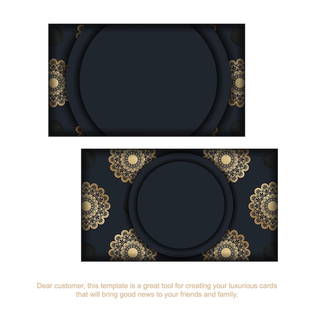 Black business card with Greek gold pattern for your personality.