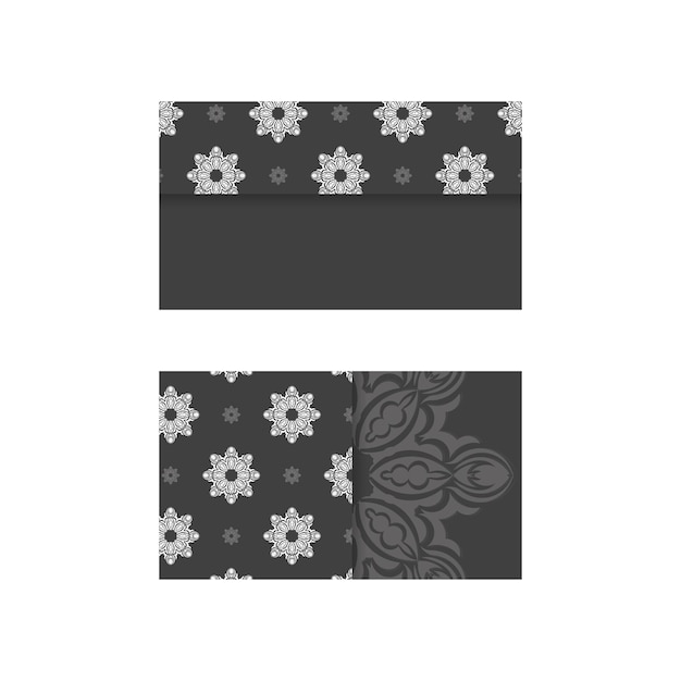 Black business card with Greek white ornaments for your brand.