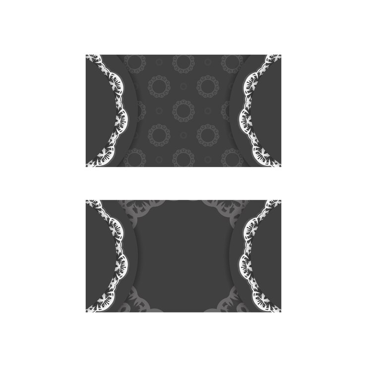 Vector black business card with greek white pattern for your contacts