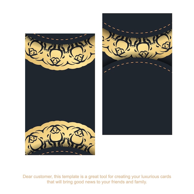 Black business card with indian gold pattern for your business.