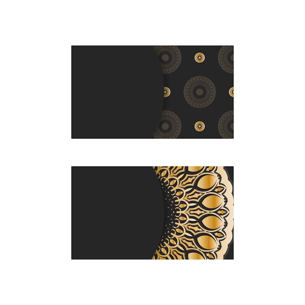 Black business card with Indian gold pattern for your contacts.