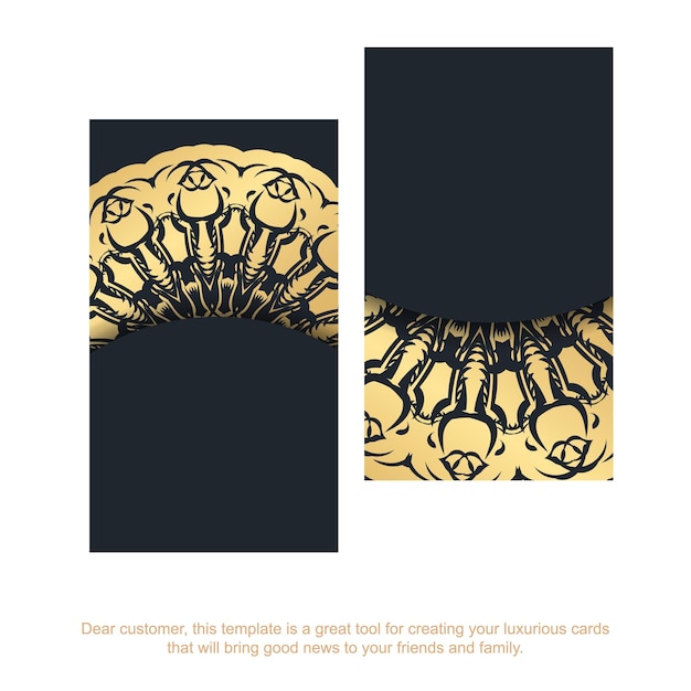 Black business card with Indian gold pattern for your personality.