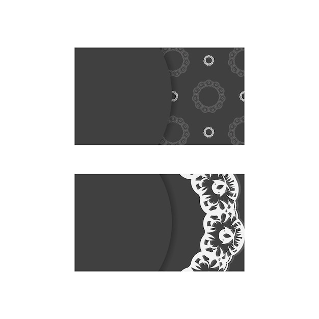 black business card with indian white ornaments for your brand