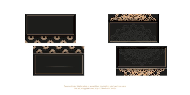 Black business card with luxurious brown ornaments for your brand.