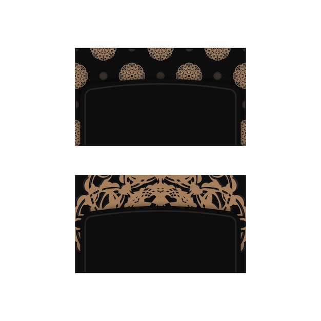 Black business card with luxurious brown ornaments for your personality.