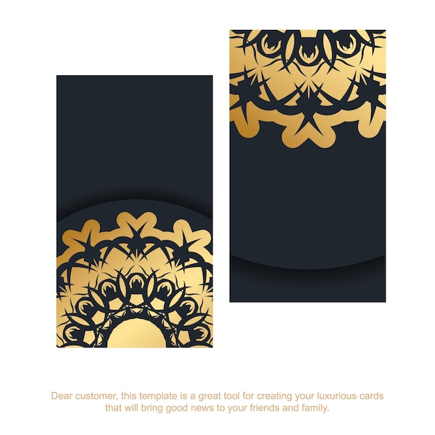 Black business card with luxurious gold pattern for your business.