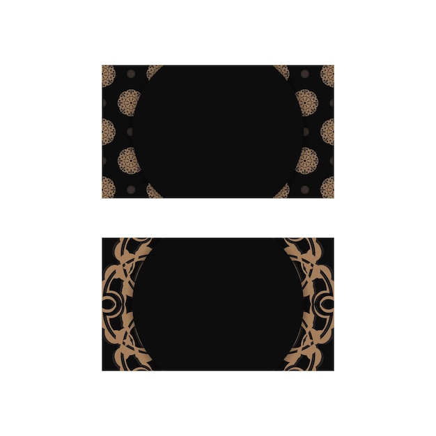 Black business card with vintage brown ornament for your contacts.