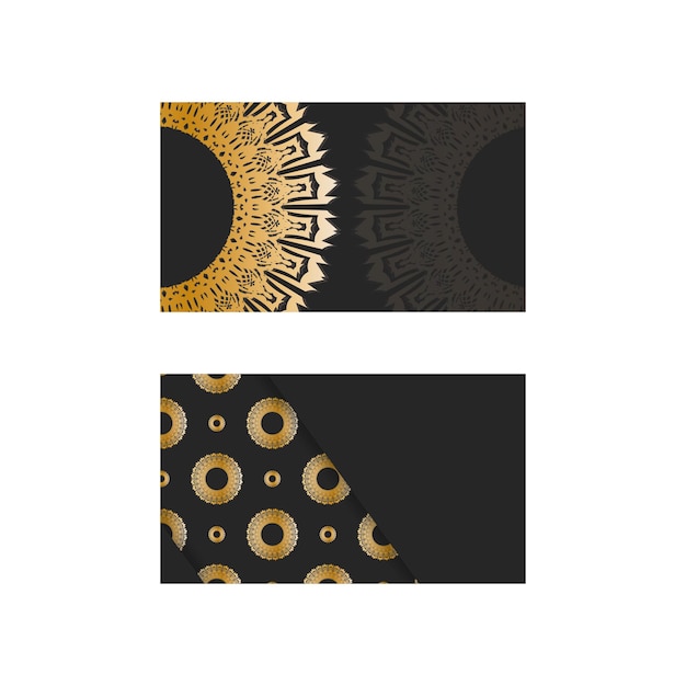 Black business card with vintage gold pattern for your business.