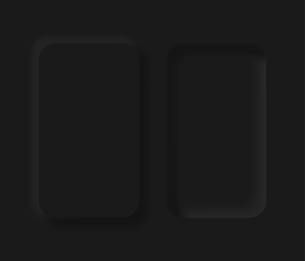 Black button Neumorphism design elements vector set.