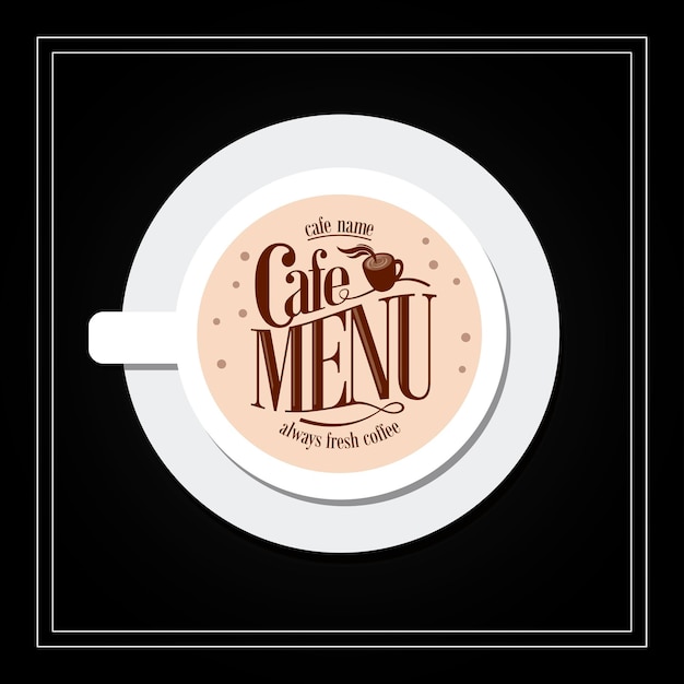 Vettore menu black cafe sempre fresco coffeevector illustrazione