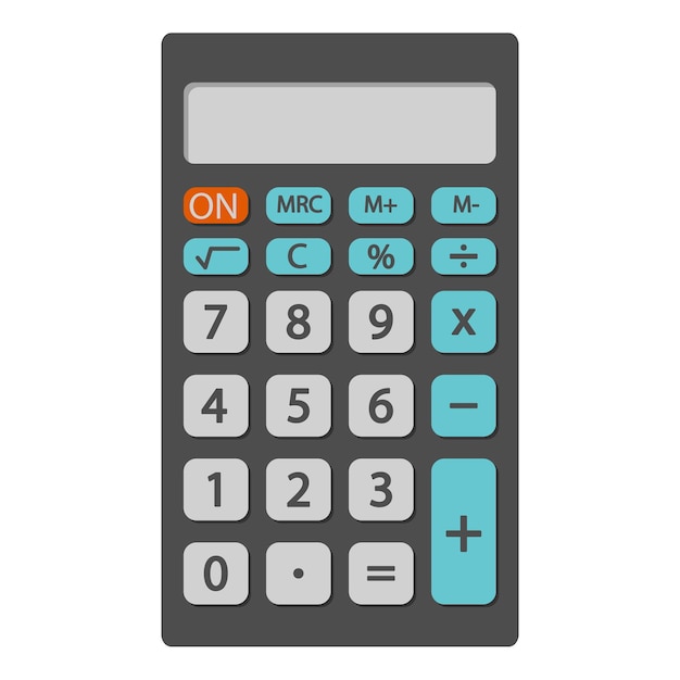 Vector a black calculator with a red button on the top