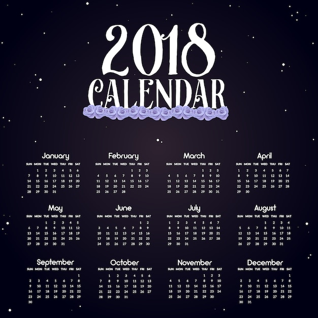 Black calendar 2018