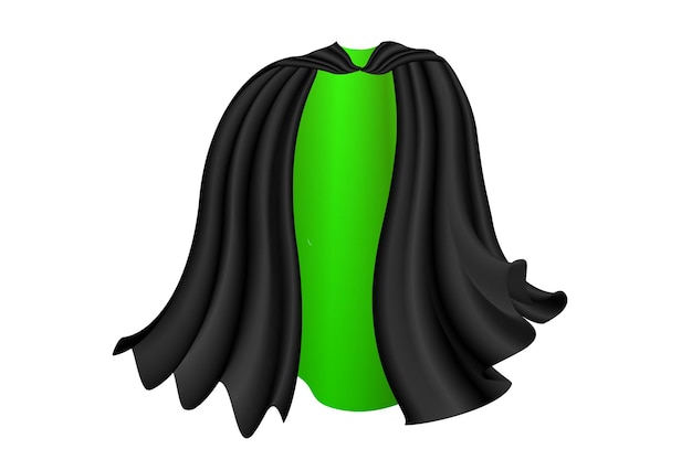 Vector black cape on white background halloween satin vampire toxic cloak illustration