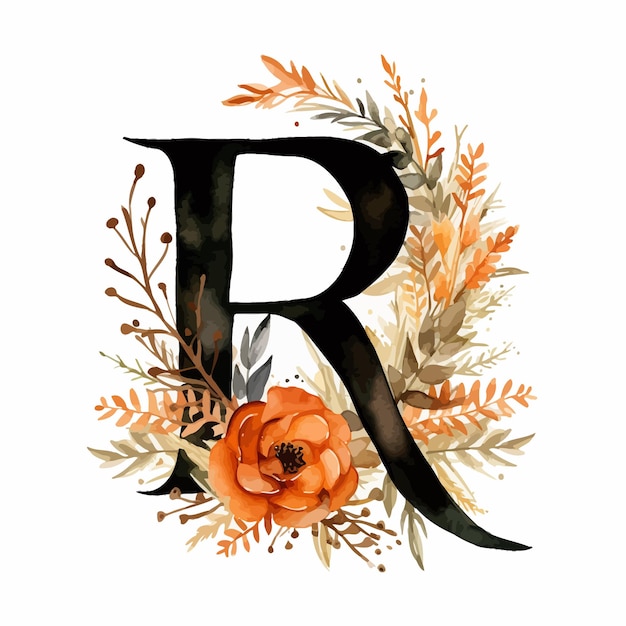 Black_capital_letter_R_with_brown_autumn_watercolur