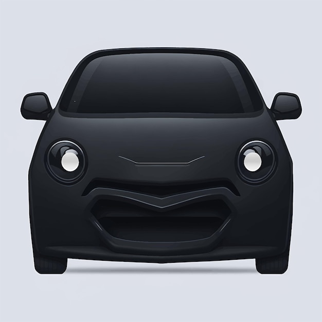 Вектор Черный автомобиль смайлик смешной автомобиль лицо персонаж улыбается иконы векторная иллюстрация