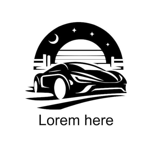 Black car logo on white background